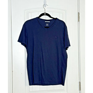 Lacoste Men's Large Pima Cotton Navy Blue V-Neck T-Shirt